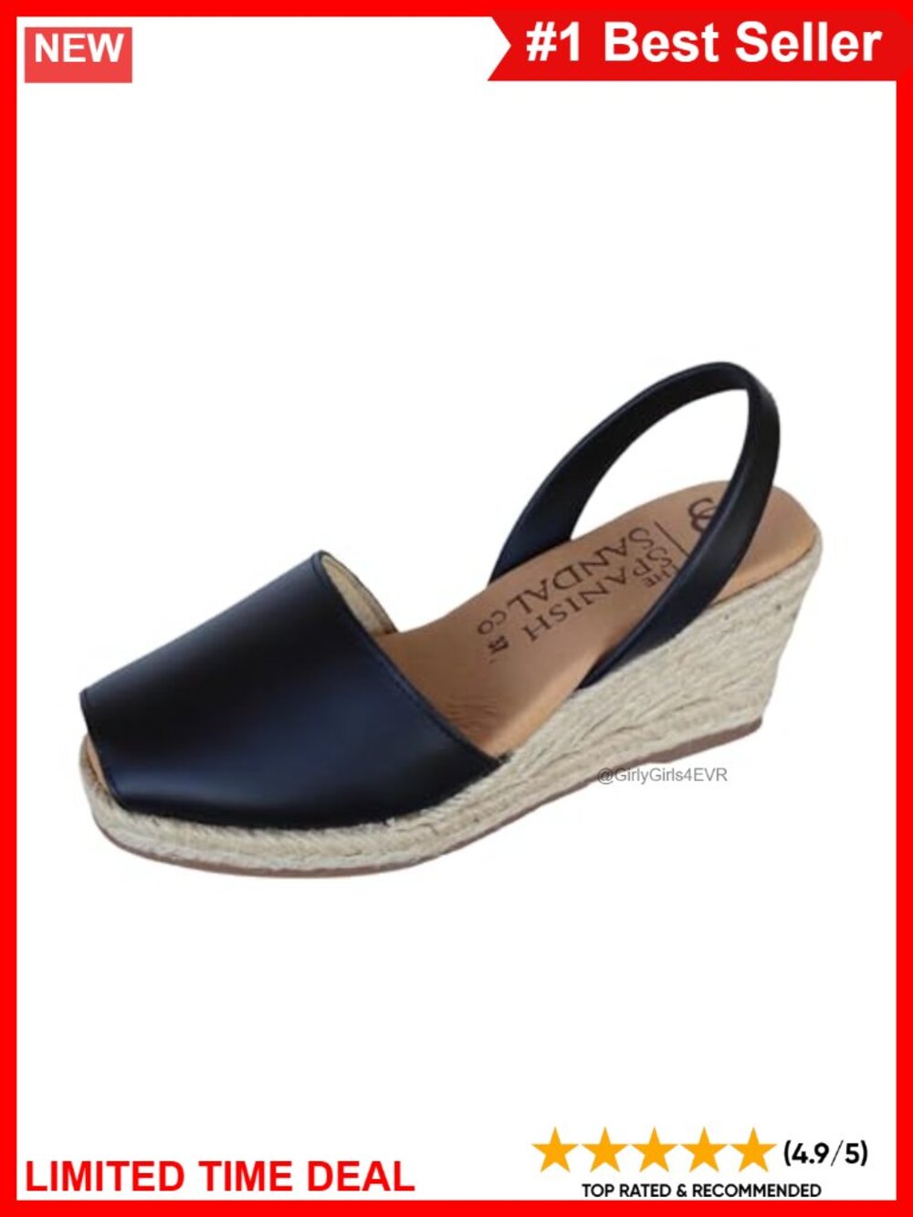 Leather Peep Toe Espadrille Wedge Sandals Slip On Summer Casual